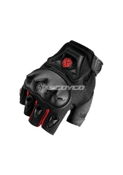 Scoyco Mc29 Parmaksız Korumalı Eldiven Siyah-Kırmızı