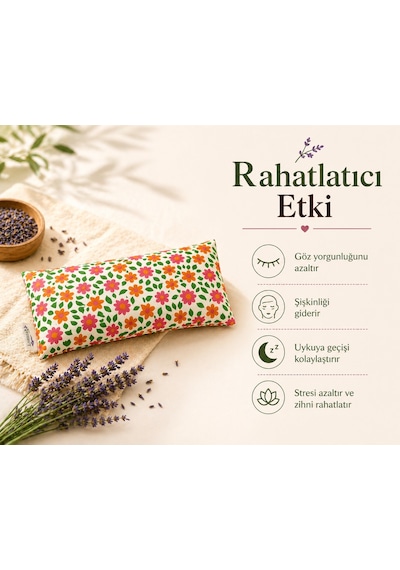 Lavande Çiftlik Lavanta Dolgulu Göz Yastığı Çiçek Desenli