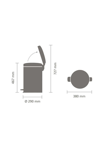 Brabantia Çöp Kutusu 20 Litre Newicon Pedallı Mat Steel 114021
