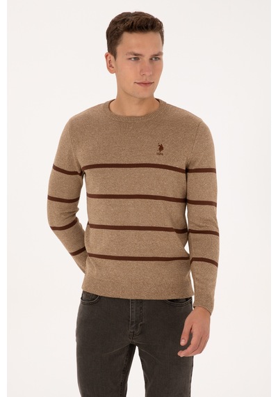 U.S. Polo Assn. Erkek Slim Fit Bisiklet Yaka Haki Kazak 50314976-VR027