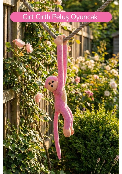 Elleri Yapışan Oyun Ve Uyku Arkadaşı Peluş Maymun Pembe Pembe