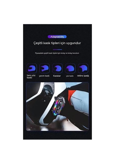 Jenerik Y20 Motor Kurye Kask Kulaklık Rgb Modlu Bluetooth Motosiklet Kulaklık 5.3 Bluetooth Interkom