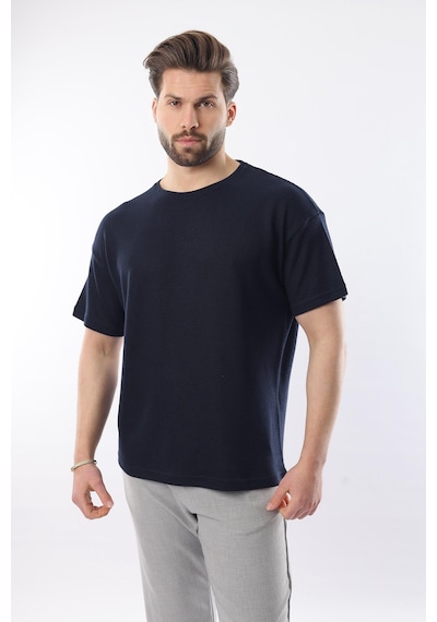 Lacivert Bisiklet Yaka Erkek T-shirt E7128 Lacivert