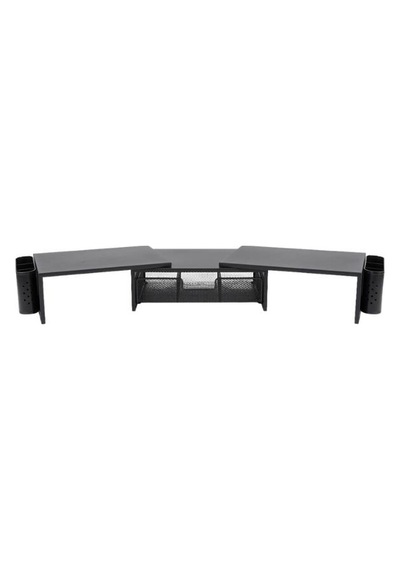 Temel Siyah Çift Monitör Yükseltici Stand Çekmeceli Masaüstü Organizer 9216