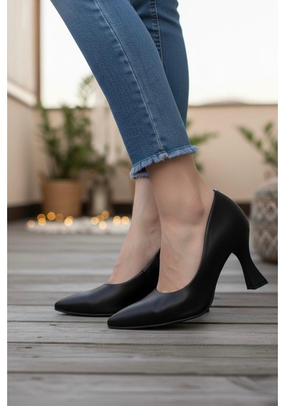 Marina Rosse Kadın Bena Topuklu Ayakkabı Şampanya Stiletto Siyah