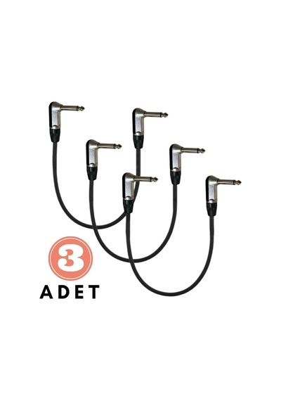 Pedal Bağlantı Kablosu Efekt Pedal Ara Kablosu Siyah Çift Jaklı L/l 3 Adet