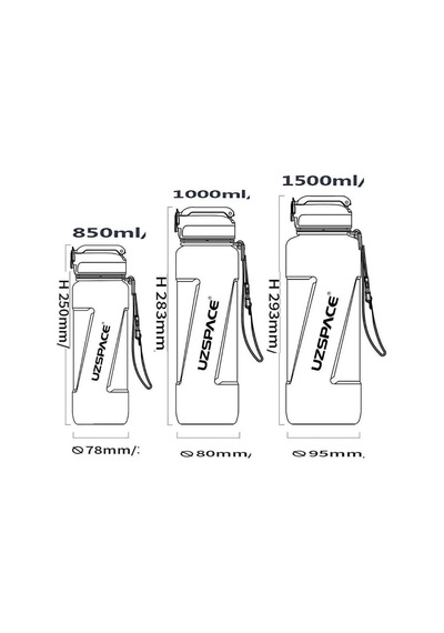 1500ml Pipetli Ölçü Skalalı Şeffaf Gövde Tritan Su Matarası