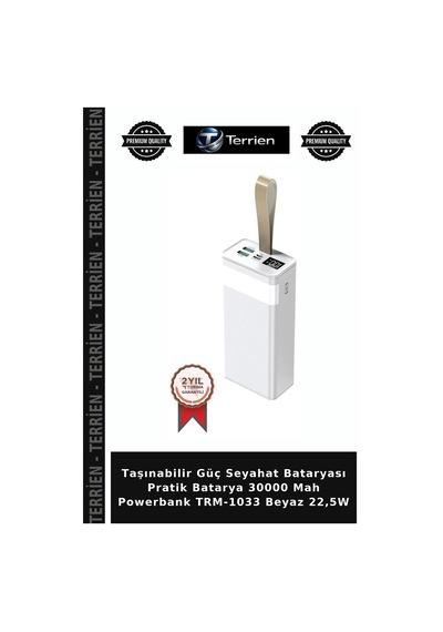 Taşınabilir Güç Seyahat Bataryası Pratik Batarya 30000 Mah Powerbank Trm-1033 Beyaz 22,5w Çok Renkli