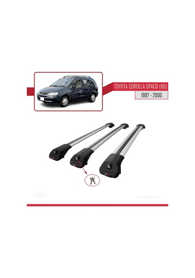 Toyota Corolla Spacio E110 1997-2000 Arası İle Uyumlu Ace-1 Ara Atkı Tavan Barı Gri 3 Adet Bar