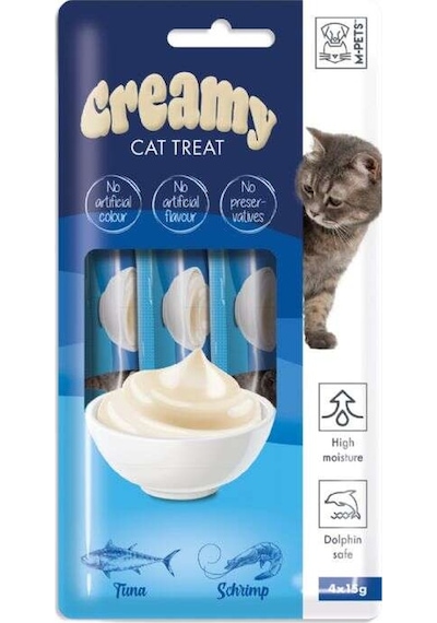 M-Pets Creamy Ton Balığı ve Karidesli Yetişkin Kedi Ödülü 4 x 15 G