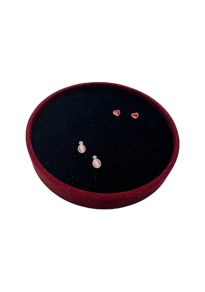 Silindir Model Süet Kumaş 20/20 Cm Batırmalı Siyah-kırmızı Küpe-piercing Tablası