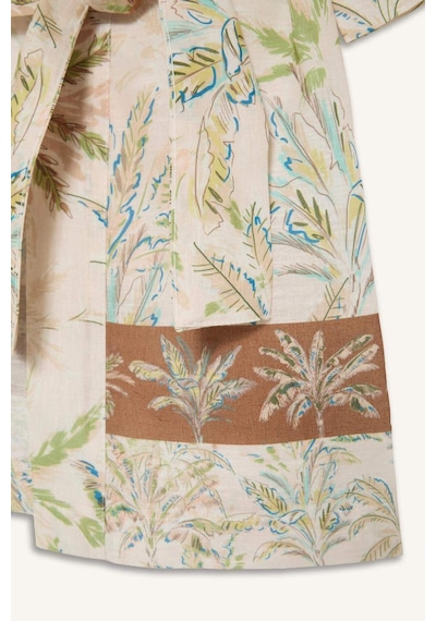 Defacto Regular Fıt Desenli Kuşaklı Kimono D0453ax26sper103 Ekru-er103