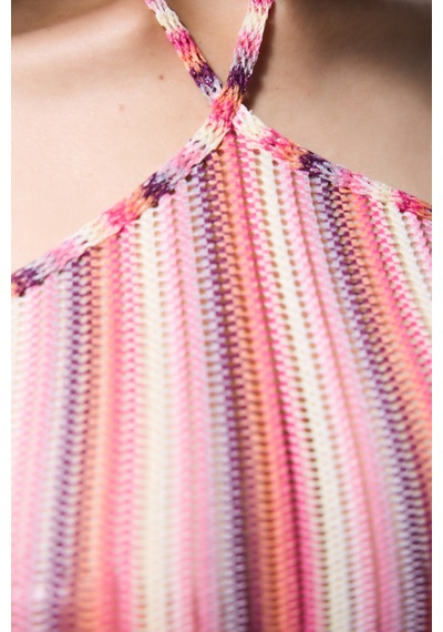 Penti Çizgili Moi Halter Yaka Crop Üst