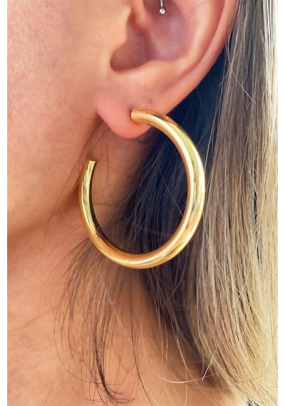 Gold Halka Küpe 4cm Çok Renkli