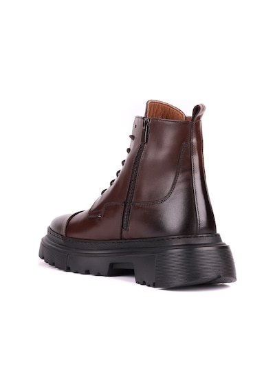 Shoetyle - Hakiki Deri Kahverengi Fermuarlı Erkek Postal Bot - 250-13-206-1658