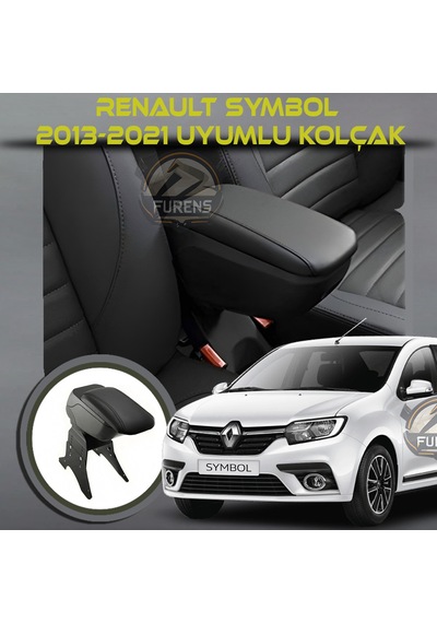 Renault Symbol 2013-2021 Uyumlu Kol Dayama Ve Kolçak Sürgülü Bardaklıklı Ayarlanabilir Siyah Deri