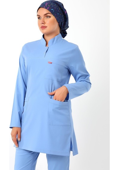 Soft Likralı Tesettür Forma Takım İki Çıtçıt - 6413 Açık Mavi-12076 6413 Açık Mavi