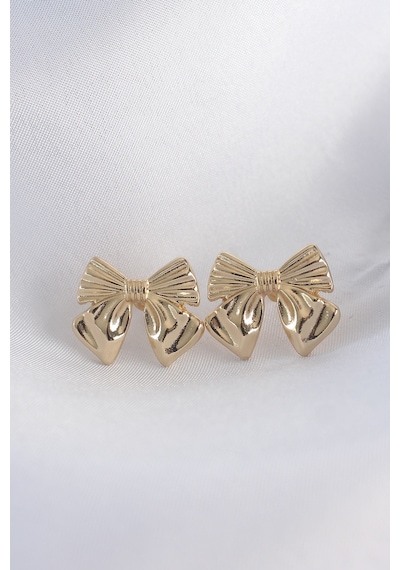 Pirinç Gold Renk Fiyonk Küpe Çok Renkli 07828715