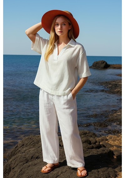 Fashion Friends 25y0484k1 Kadın Gömlek Yaka Bluz Ekru