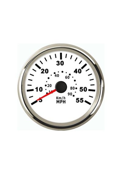 Sürat Göstergesi 55Mph 12/24V Çap 85Mm Beyaz Tekne Yat Beyaz