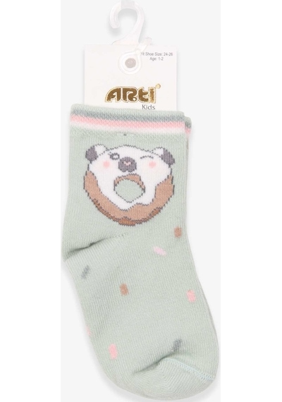Katamino Breeze Kız Çocuk Soket Çorap Donut Desenli Mint Yeşili (1-2-9-10 Yaş)