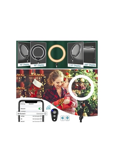Tr Rgb Ring Light 37 Renk Modu 10'' Led Selfie Işığı, Tripod Standlı, Telefon Tutuculu, Bluetooth Kumandalı, 3