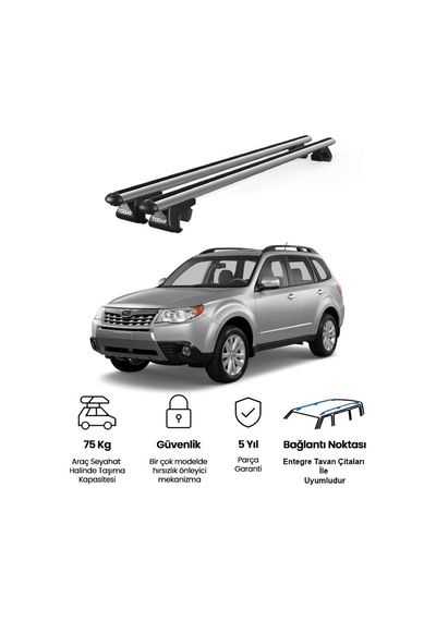 Venüs Subaru Forester 2005-2013 Uyumlu Gri Ara Atkı Port Bagaj Tavan Barı