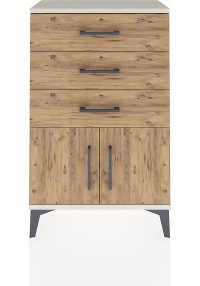 Arges Komodin 3 Çekmeceli 2 Kapaklı 60x30x96 Aytaşı-çam Aytaşı
