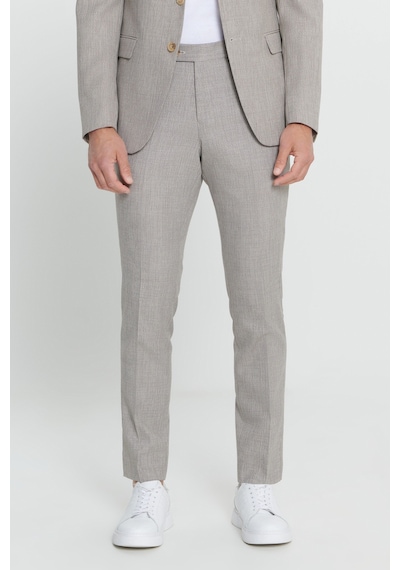Ac&co Erkek Acıkahve Slim Fit Dar Kesim Kırlangıç Yaka Desenli Takım Elbise