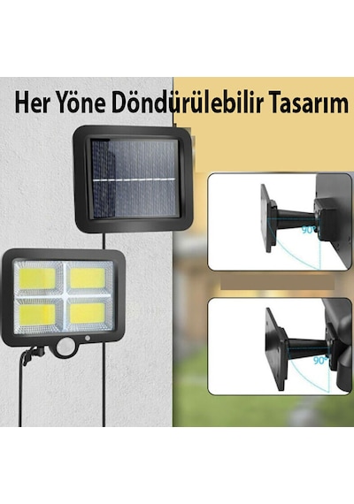 Solar Bahçe Aydınlatma 128 Ledli Fotoselli Güneş Enerjili Lamba