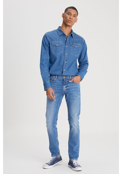 Lee Slim Fit Dar Kesim Normal Bel Dar Paça Luke Mavi Jean Kot Pantolon