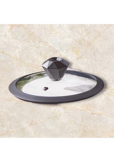 Diamond Silikon Kenarlı 18 Cm Cam Tencere Kapak Ve Elmas Model Te