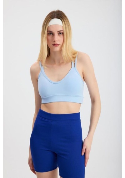 Sırt Çapraz Askılı Crop Bluz - S504567 Mavi