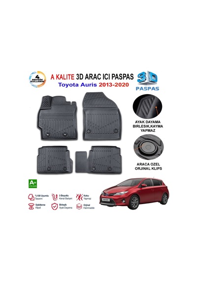 Toyota Auris 3d Paspas Havuzlu Pro 2013-2020 Arası