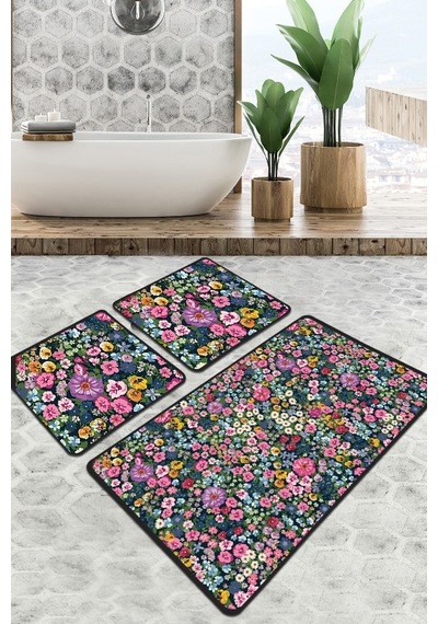 Antoryum Banyo Halısı Djt 3 Lü Set Çok Renkli