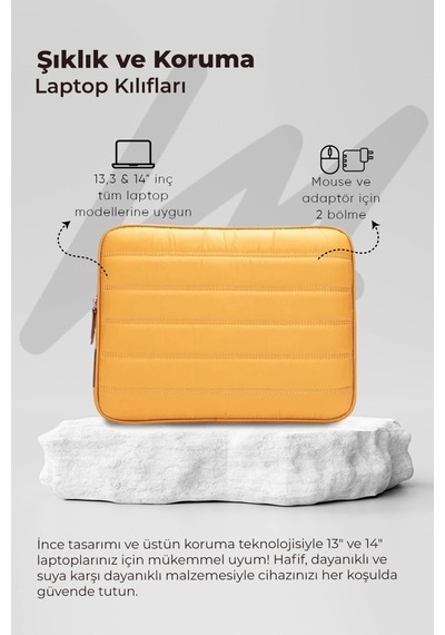 Mussen Laptop Kılıfı Su Geçirmez Macbook Neo Air Pro 13-14 İnç Sarı Sarı