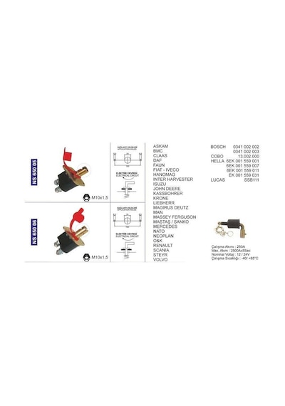 Akü Devre Kesicisi Kamyon-tır-iş Makinaları-hella-cobo-bosch/unıversal 33186 - Ns65005