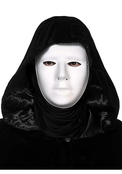 Siyah Kapüşonlu 120 Cm Pelerin Ve Beyaz Boyanabilir Tam Yüz Maske 5690 "