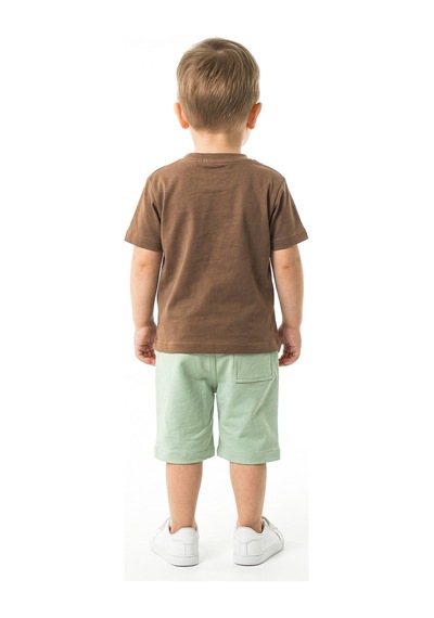 Xo Kids Erkek Çocuk Yazlık 2li Alt Üst Takım Tişort + Şort 2-7 Yaş 3224 Kahverengi