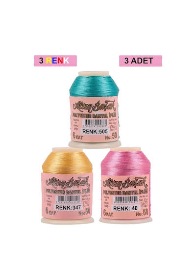 Hubrendy Tedarik 3 Adet Altınbaşak Oya Ve Dantel İpi 20 Gr - Royaleks - No: 347 - 040 - 505