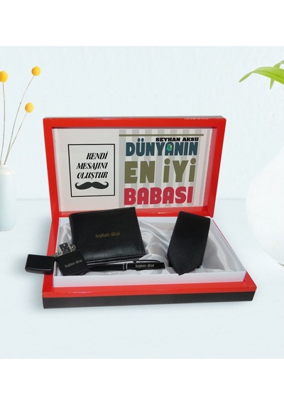6Renk Kişiye Özel Dünyanın En Iyi Babası Tasarımlı Mesajlı Kutuda Cüzda (494437744)