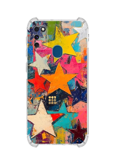 Printify Samsung Galaxy M30s İle Uyumlu Düşlerin Dansı Serisi Yıldız Dansı Tasarımlı Uv Baskılı Köşe Korumalı Antişok Kılıf Şeffaf