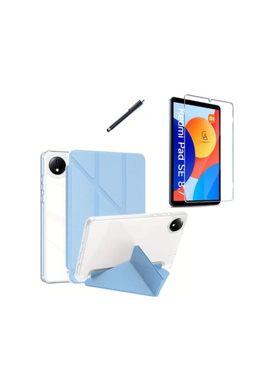 Xiaomi Redmi Pad Se 8.7 İnç Uyumlu Tri Fold Kalemlikli Tablet Kılıfı Ekran Koruyucu Kalem Seti