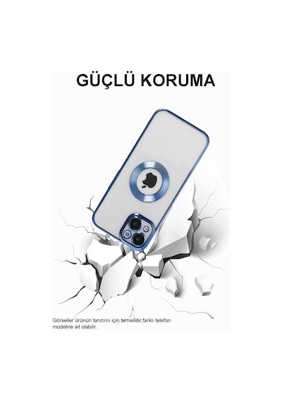 Apple Uyumlu iPhone 7 Plus Yanları Renkli Lens Korumalı Logo Gösteren Şeffaf Luxury Kılıf - Gold