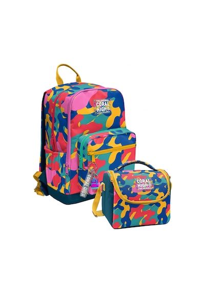 Coral High Renkli Kamuflaj Desenli Unisex Okul Sırt Ve Beslenme Çantası Seti - Setygn33232b Çok Renkli