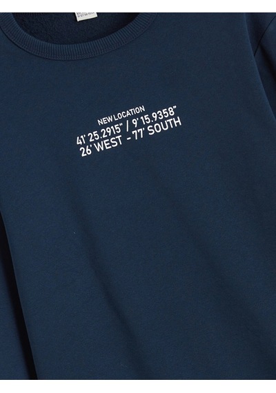 LC Waikiki Lcw Kids Lacivert Baskılı Erkek Çocuk Kalın Sweatshirt New Navy