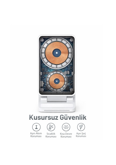 Woyax Wireless Kablosuz Şarj Standı Katlanabilir Huawei Watch Apple Uyumlu iPhone Android Telefon Saat Kulaklık Uyumlu 3in1 Beyaz