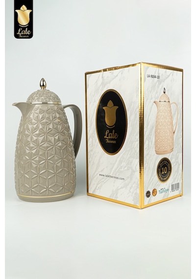 Lale Thermos Cam Hazneli Termos 9034 0.6 Lt Kahve & Çay 12 Saat Sıcak / 24 Saat Soğuk Yerli Üretim Moon Gri