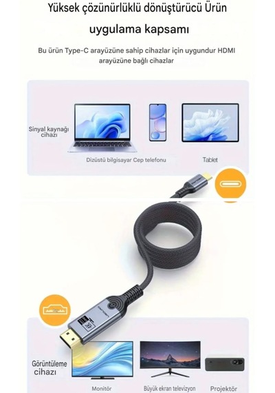 Ugourd 1-metre Type-c To Hdmı 4k 60hz Ultra Full Hd Ce Lisanslı