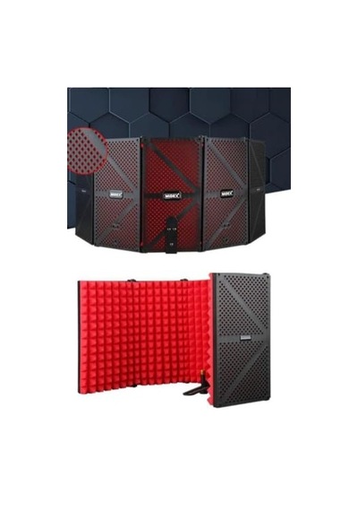 Midex Pf-44 Red Mikrofon Ses Yalıtım İzolasyon Paneli 5 Bölümlü 75x30 Cm